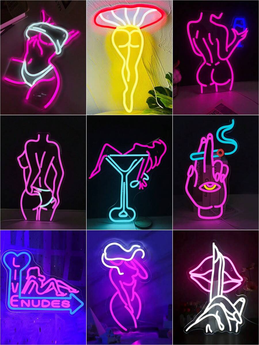 1 件 LED 霓虹灯性感美女多色装饰标志灯，适用于酒吧、夜总会、俱乐部、房间装饰 - 彩色 - 查看 1