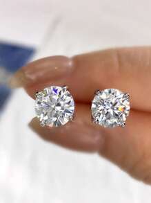 1 par de brincos de pino de moissanite de quatro garras joias de luxo presentes para mulheres S925 prata esterlina joias finas para mulheres presente