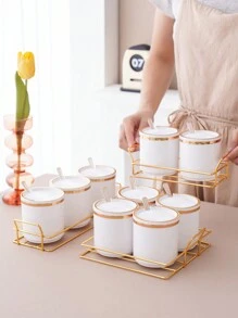 1 set de tarros para especias, sal y glutamato monosódico, ideal para bodas, cumpleaños, graduaciones, fiestas y días festivos