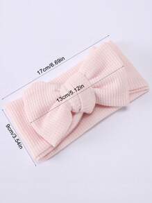 1pc Baby Girl Pink DIY Knitted Large Bow Double-Layer Elastic Headbands Love Valentine - Pink - View 2