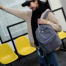 New  Backpack Fashion Women Corduroy Backpack College Women Solid Color School Backpack Travel Shoulder Bags For Teenagers
