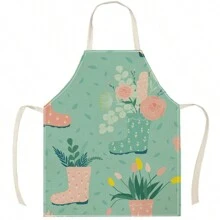 1pc Linen Apron With Banana, Sloth Pattern, Creative Funny And Fashionable Print For Home Cleaning, Waterproof, Oil-Proof, Easy To Clean, Suitable For Kitchen Cooking, Baking, Work Wear
