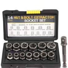 14Pcs 1/4 Inch Drive Nut And Bolt Extractor Socket Set - Negro - Ver 8