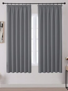 VEHEDE Set Of 2 Blackout Curtains With Ruffle Tape Thermal Curtains Against Heat Bedroom Curtains And Drapes Heat Protection Curtain Gray Opaque - Grau - View 34