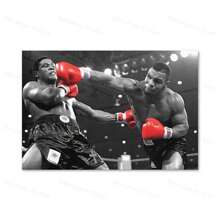 1 件装墙面艺术海报无框拳击励志帆布画每个人都有计划直到他们被打到嘴巴海报印刷品迈克泰森墙面艺术流行 - 彩色 - 查看 9