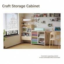Craft Organization And Storage Cabinet With Crafting Table Organization Workstation, Craft Storage Organizer With Vinyl Roll Holder, Crafting Storage Cabinet - White - View 5