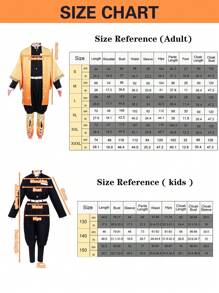 8PCS Anime Cosplay Costumes,Demon Character Costumes,Kimono Robe,Funny Fancy Dress,Slayer Cosplay Costumes,Adult Halloween Rave Party Costumes - 橘色 - 查看 9