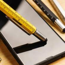 1pc 6 In 1 Multitool Pen Construction Tool, Gift Tool Pen, Multi Tech Pen With Ballpoint Pen, Ruler, Stylus, Level, Screwdriver, Personalized Pen - Multicolor - View 7