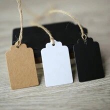 100Pcs Kraft Gift Tags Scalloped Edge Wedding Party Paper Tag Price Label Hang Tag, Back To School Valentine Day - Multicolor - View 4