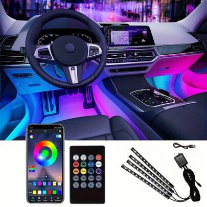 1pc Wireless Remote Control Car Ambient Lighting, Romantic Multi-Color Adjustable Interior Decor Light Strip, Easy Installation, Holiday Gift