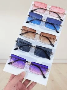 1 Pair, 3 Pairs Combo, 4 Pairs Combo, 5 Pairs Combo, 7 Pairs Unisex Rectangular Classic Frameless Luxury Fashion Glasses, Suitable For Daily Life And Outdoor Travel Accessories
