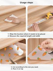 1卷防水防滑塑料货架垫，多用途橱柜抽屉垫，适用于厨房、冰箱、桌子 - 胡萝卜图案（长度：300/200/100厘米 - 宽度：30厘米） - 彩色 - 查看 6