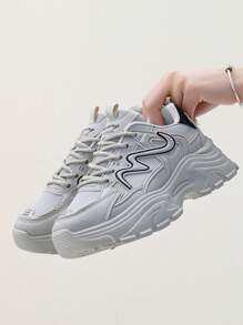 1 Paio di Sneaker Bianche Stile Coreano Nuovo per la Primavera 2025, Stile Ins, Scarpe Sportive Casual con Suola Spessa e Platform
