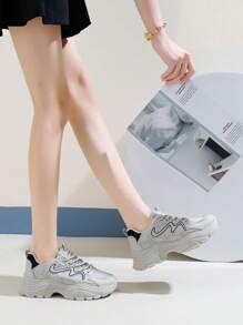 1 Paio di Sneaker Bianche Stile Coreano Nuovo per la Primavera 2025, Stile Ins, Scarpe Sportive Casual con Suola Spessa e Platform