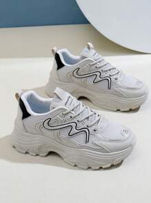 1 Paio di Sneaker Bianche Stile Coreano Nuovo per la Primavera 2025, Stile Ins, Scarpe Sportive Casual con Suola Spessa e Platform