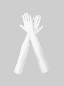 1 Pair White Ball Gown Gloves For Women, 1920s Dance Party & Wedding Costume Long Gloves With Spandex - White 1 Pair - View 3