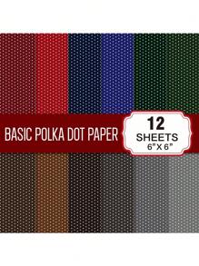 12pcs Vintage Plaid Or Polka Dot DIY Scrapbooking Papers, 6 Inch Vibrant Patterned Art Craft Papers In Blue, Brown Gingham, Colorful Dots Aesthetics Papers For DIY Scrapbook, Diary, Photo Album, Crafts, Bullet Journal, Mixed Media Collage, Card Making, Gift Wrapping, Stationery, Back To School Supplies - Multicolor - View 9