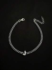 1 件男式不锈钢链首字母可调节手链，百搭时尚