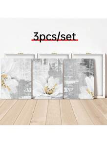 3入組花朵圖案無框畫 - 彩色 - 查看 8