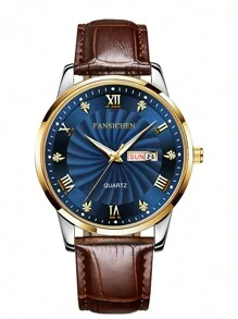 FANSICHEN Jam Tangan Tahan Air Bercahaya Terbaru, Jam Tangan Quartz Pria dengan Kalender Ganda, Dial Besar Ultra Tipis, Cocok untuk Pemakaian Sehari-hari, Hadiah untuk Pria di Hari Raya - Biru - View 11