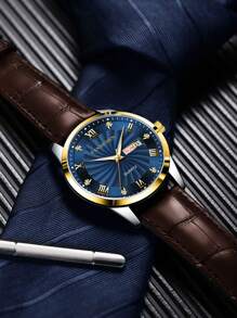 FANSICHEN Jam Tangan Tahan Air Bercahaya Terbaru, Jam Tangan Quartz Pria dengan Kalender Ganda, Dial Besar Ultra Tipis, Cocok untuk Pemakaian Sehari-hari, Hadiah untuk Pria di Hari Raya - Biru - View 5