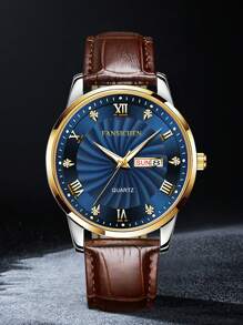 FANSICHEN Jam Tangan Tahan Air Bercahaya Terbaru, Jam Tangan Quartz Pria dengan Kalender Ganda, Dial Besar Ultra Tipis, Cocok untuk Pemakaian Sehari-hari, Hadiah untuk Pria di Hari Raya - Biru - View 3