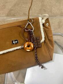 Yogodlns Alkaline Water Braided Cord Calf Horn Bread Keychain DIY Pendant Bag Decor Keychain, Multi-Element Cute Bread Chocolate Bag Charm Doll Creative Nylon Rope Pendant Keychain Decor