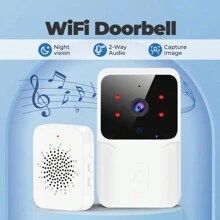 Cámara de timbre inalámbrica, monitoreo de timbre inteligente, cámara de timbre para el hogar con visión nocturna, adecuada para el hogar, el apartamento y la oficina. Video remoto + Visión nocturna HD + Uso compartido de aplicaciones para el hogar + Almacenamiento en la nube - Blanco - Ver 1