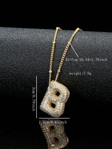 1 chiếc vòng cổ bằng đồng mạ vàng 18K thời trang có mặt dây chuyền 26 chữ cái, dành cho cả nam và nữ, phù hợp để đeo hàng ngày - Vàng - Xem 14