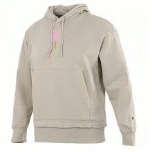 Puma Hooded Graphic Print Breathable Loose Fit Sweatshirt, Fashionable Casual Outdoor Fitness Running Pullover, Couple Outfit