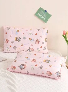 1 Piece Of Detachable Children's Pillow, Cartoon Style Cute Beanie Pillow, Small Animal Print Pillow, Pillow Core + Pillowcase, Suitable For Children's Room, Children's Bed, Available For Kindergarten, Universal For All Seasons, Machine Washable