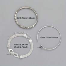 3 peças/Conjunto Pulseira Bracelete com Recorte em Forma de Coração, Design de Sorte Minimalista Vintage
