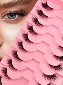 10 对半睫毛自然外观纤细蓬松猫眼外观自然短点缀睫毛尾睫毛角睫毛 3/4 睫毛可重复使用睫毛包条状睫毛、睫毛、睫毛、假睫毛 - 眼尾拉長款 - 查看 2