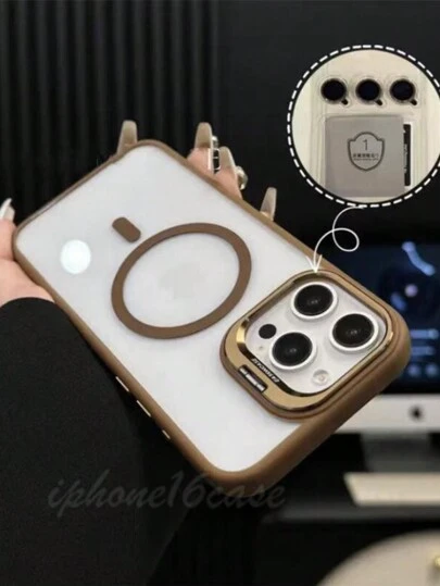 Capinha Premium Magsafe Com Tampa Suporte Câmera e Kit Lente Proteção iPhone 16 16Pro 16ProMax