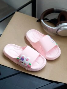 HAHABOBO 新款草莓兔可爱童鞋 - 卡通图案男女童凉鞋 - 柔软舒适儿童拖鞋,室内拖鞋,适合春、夏、秋、冬四季穿着 - 粉色 - 查看 3