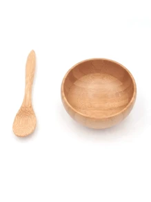 2 Pieces Bamboo Mask Bowl Set: Mini Mask Mixing Bowl, DIY Mask Tool Bowl And Spoon - Multicolor - View 6