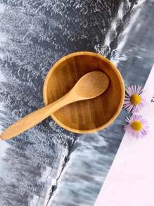 2 Pieces Bamboo Mask Bowl Set: Mini Mask Mixing Bowl, DIY Mask Tool Bowl And Spoon - Multicolor - View 4