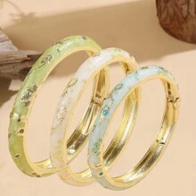 2 件复古珐琅景泰蓝手链，波西米亚金属女士手链 - 适合女性每天佩戴的精美情人节礼物，妈妈，母亲，母亲节，礼物