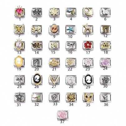 1 pieza Brazalete modular italiano con cuentas de circonita de colores, con accesorio geométrico desmontable en forma de triángulo con cara de saturno, brazalete elástico unisex de moda