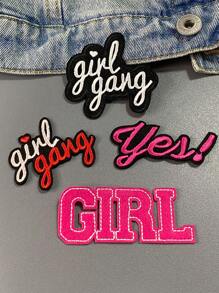 1 Bộ 3 Miếng Dán Thêu Chữ Cái Tiếng Anh Hình Cô Gái Màu Hồng Bằng Polyester, Miếng Dán Sắt Tự Làm, Phụ Kiện Quần Áo, Miếng Dán Vải Thích Hợp Cho Ba Lô, Quần Jean, Áo Khoác, Áo Phông, Mũ, Váy, V.v. - màu sắc hỗn hợp - Xem 3