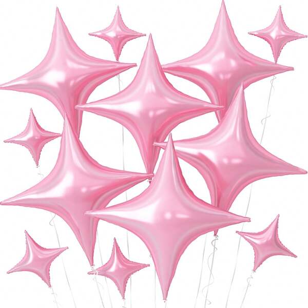 Pink Star Shaped Balloons, 10 Inch 24 Inch Pink Quadrilateral Balloons, Gold Foil Balloons, Pink Mylar Balloons, Star Shaped Foil Balloons For New Year, Birthday, Wedding, Valentine's Day Party Decorations