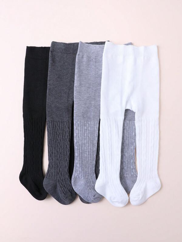 4 pièces Leggings de couleur unie pour bébé, collants à étrier polyvalents et simples pour garçon et fille, toutes saisons