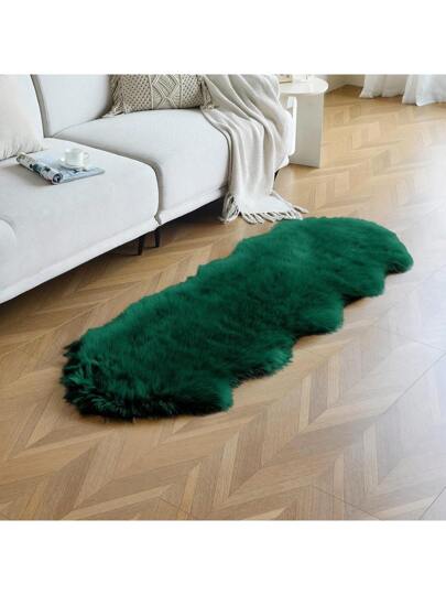 Faux Fur Vloerkleed Sheepskin Shag Fluffy Fuzzy Deep Groen Runner Rugs Bedroom Bedside Bed Vloer Living Room Plush High Density Cushion Tapijt Super Sofa Hoes