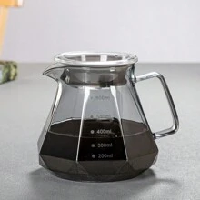 1 Bộ ấm pha cà phê thủy tinh trong suốt có quai chia độ, dung tích 400ml/14oz và 600ml/20oz, quai cầm, đồ dùng nhà bếp gia dụng, ấm pha trà và cà phê, bình thủy tinh, ấm pha cà phê thủy tinh chịu nhiệt có nắp, thiết kế đá quý màu đen trong suốt, thích hợp cho máy pha cà phê nhỏ giọt, ấm pha cà phê dùng chung cho gia đình, thích hợp sử dụng tại nhà và nhà hàng khi trở lại trường - Xám - Xem 14