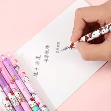 Sanrio 1 pieza/6 piezas/12 piezas de bolígrafos retráctiles y borrables de Sanrio (1 caja con 6 bolígrafos), apropiados para exámenes y pruebas, colores y diseños de moda aleatorios, material escolar creativo para estudiantes, desmontables, suministros de oficina/firma, regalo para familia, amigos y colegas, Hello Kitty, artículos de Hello Kitty, bolígrafos, de vuelta a la escuela