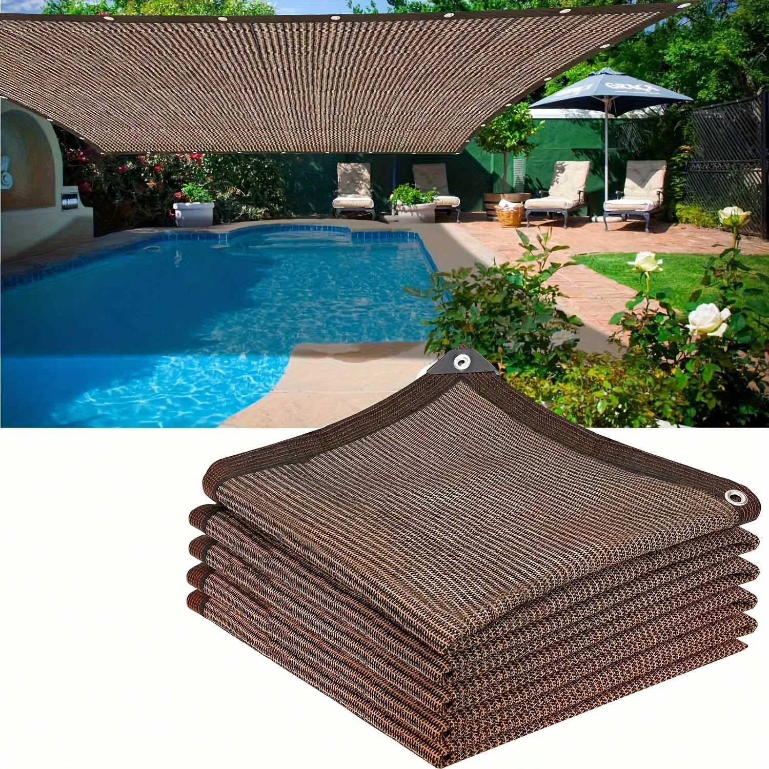 Sun Netdesign Coffee Color Sun Shade Net Anti-UV Sunshade Net Taped Edge Sun Net Mesh ...