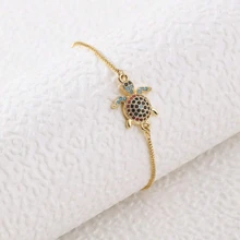 1pc Summer Vacation Style Micro-Inlaid Crystal Ocean Life Colorful Zirconia Sea Turtle Stretch Bracelet, Suitable For Women's Daily And Party Wear - Tennis - View 22
