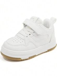 1 Pair New White Sneakers, Non-Slip Lightweight Girls/Boys Casual Soft Sole Board Shoes