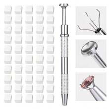 2 件小方形抓取笔、IC 芯片撬棍、螺丝和精密电子元件零件拾取镊子、电容器和集成电路夹钳、四爪固定工具、耳环佩戴辅助套件