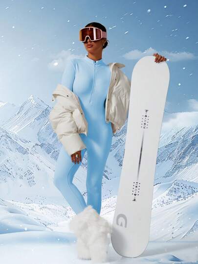 Long Sleeve Jumpsuits ,Ski Wear Inner Layer,Winter Game Day Going Out Going Out Slim Fit Turtleneck,Fall Clothes For Women Ski Outfits